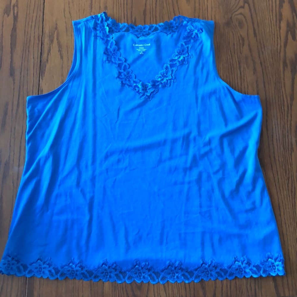 Coldwater Creek sleeveless shirt with lace.
